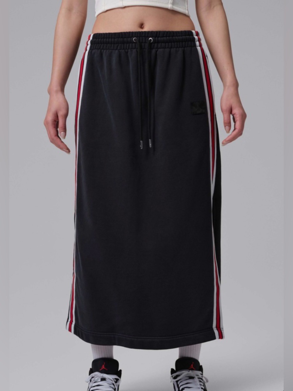 Jordan Flight Fleece Women’s Black Drawstring Athletic Maxi Skirt Size Large